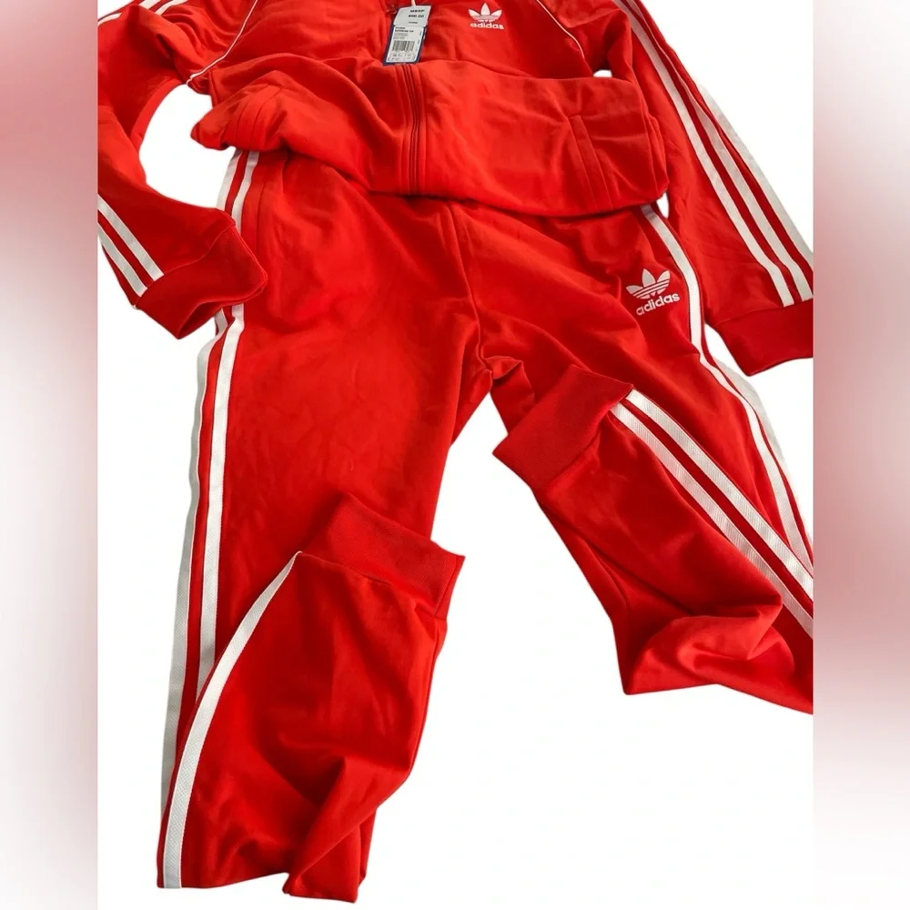 adidas Originals Kids Bright Orange Three-Stripe Track Jacket & Pants